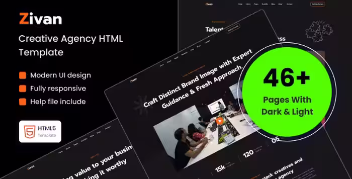 Zivan قالب HTML سایت شرکتی خلاقانه