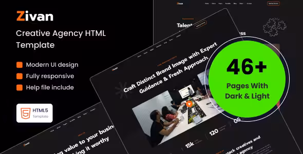 Zivan قالب HTML سایت شرکتی خلاقانه