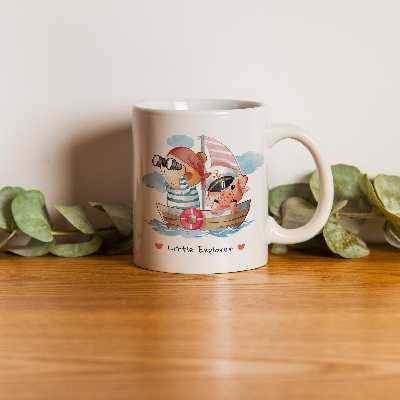 ماگ طرح خرس دریانورد و کاپیتان خوکی مدل Little Explorer