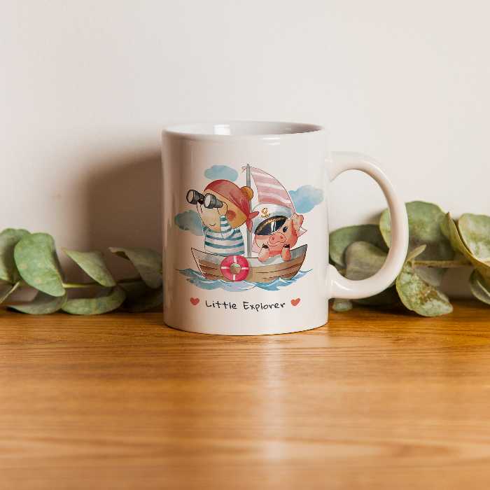ماگ طرح خرس دریانورد و کاپیتان خوکی مدل Little Explorer