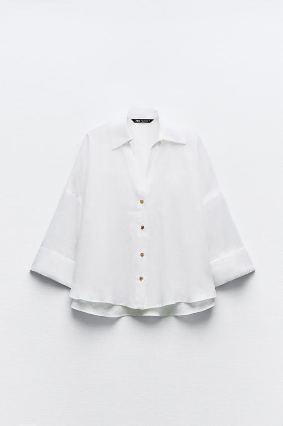 پیراهن لینن زنانه زارا 100% LINEN FULL SLEEVE SHIRT | تهران زارا TehranZara