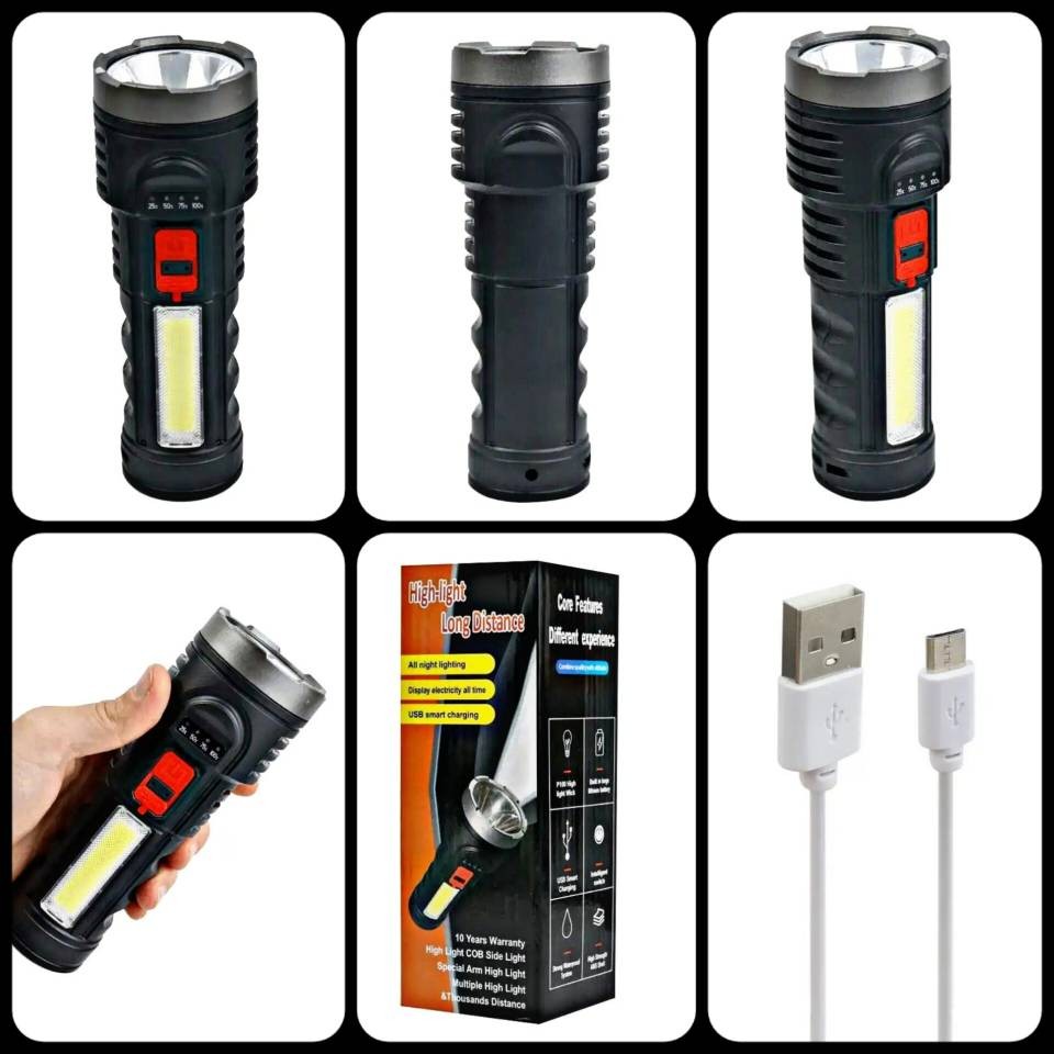  چراغ قوه پلیسی دو حالته YT-81016 لامپ LED و لامپ بغل COB