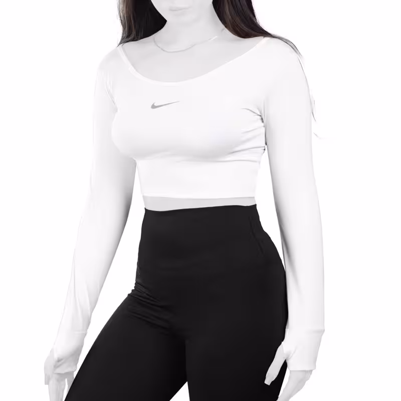 کراپ آستین بلند ورزشی زنانه نایک مدل Py-2B2011 سفید
