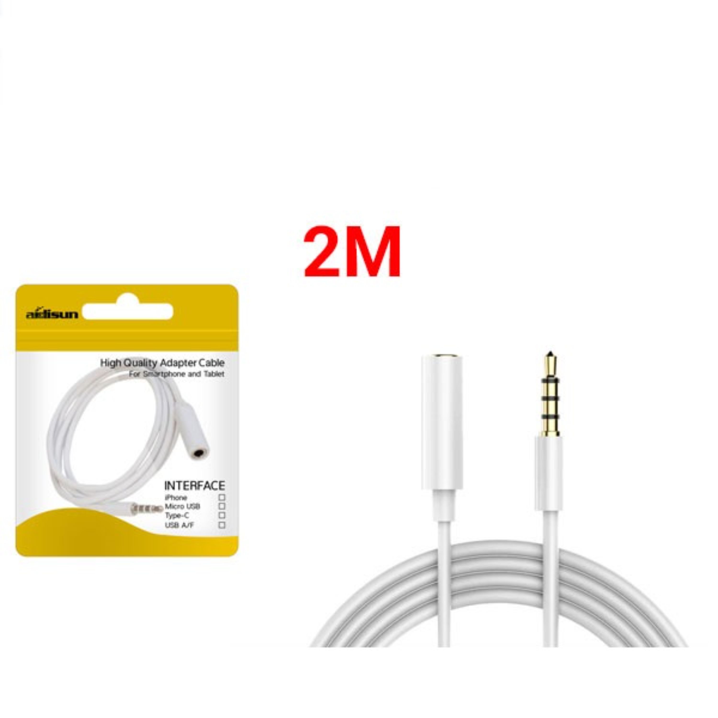 کابل افزایش صدا میکروفون موبایلی 2 متری سفید