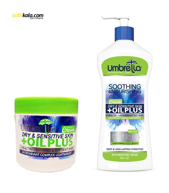 کرم ژل مرطوب کننده آمبرلا مدل Oil Plus حجم 600 میلی لیتر به همراه کرم ژل مرطوب کننده حجم 250 میلی لیتر