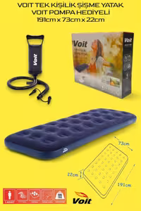 تخت و مبل بادی آبی کمپینگ هدیه پمپ بستر تورم تک 191X73X22Cm Voit