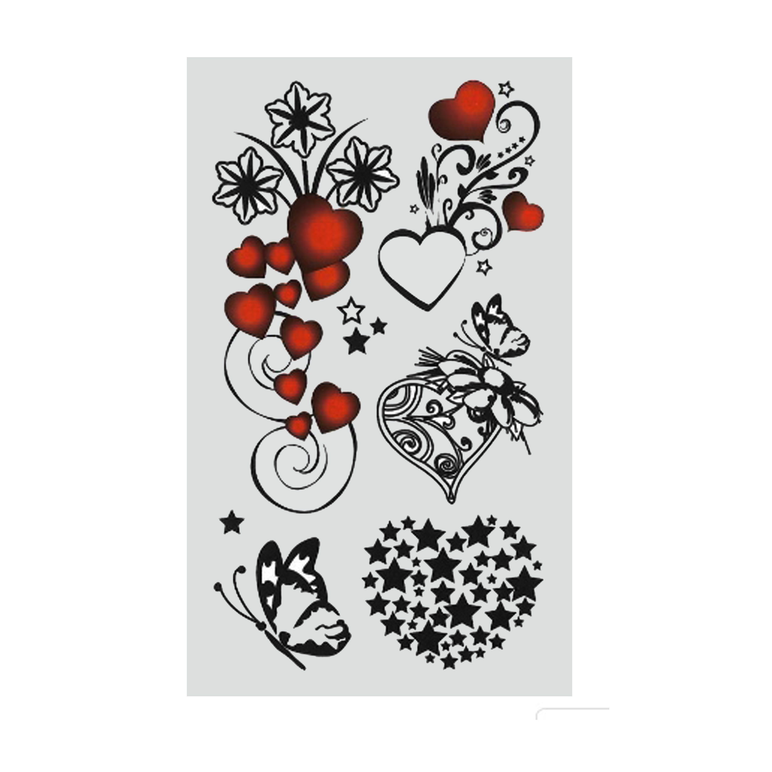 تتو موقت طرح قلب و گل و پروانه کد 623