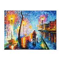 تابلو نقاشی رنگ روغن طرح عاشقانه بارانی کد 122