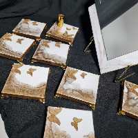 هفت سین رزینی پروانه ای 9 تکه زیبا و خاص طلایی سفید 