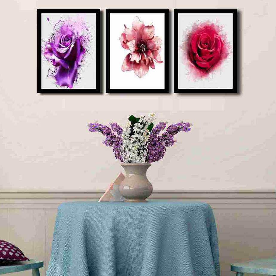 تابلو بکلیت طرح گل مدل دکوراتیو B-190 مجموعه 3 عددی