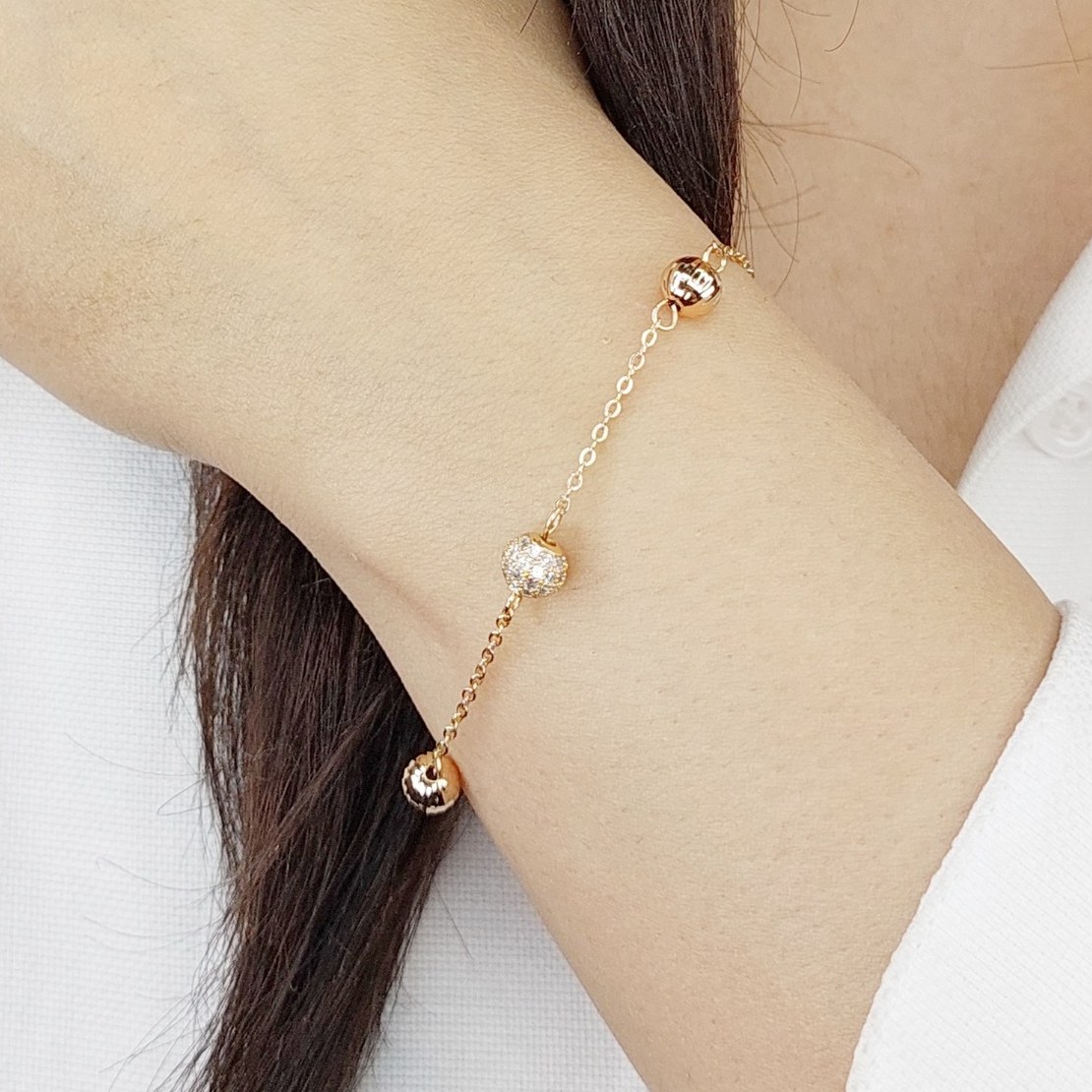 دستبند گوی دار برند ژوپینگ طرح طلا کد 10337