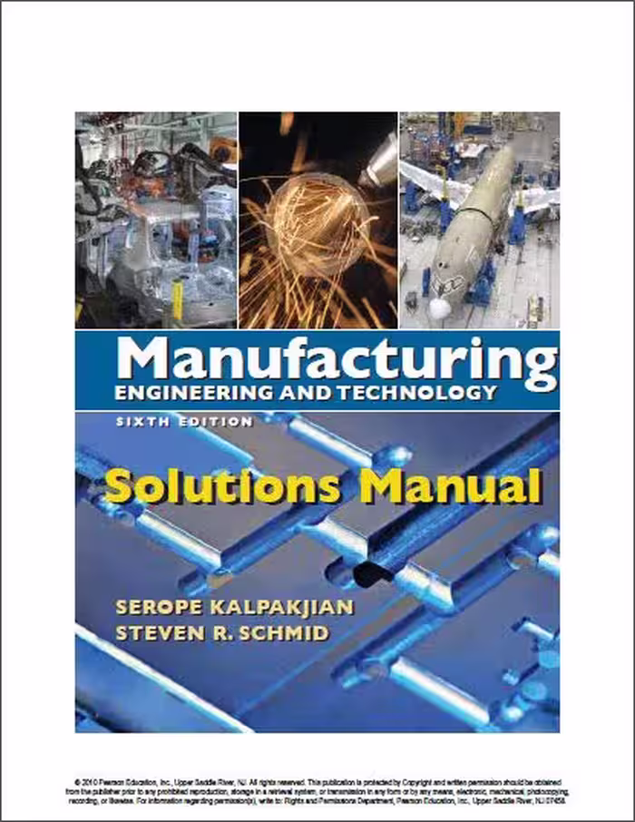 خرید و دانلود نسخه کامل کتاب Solution Manual Manufacturing Engineering and Technology 6th Edition