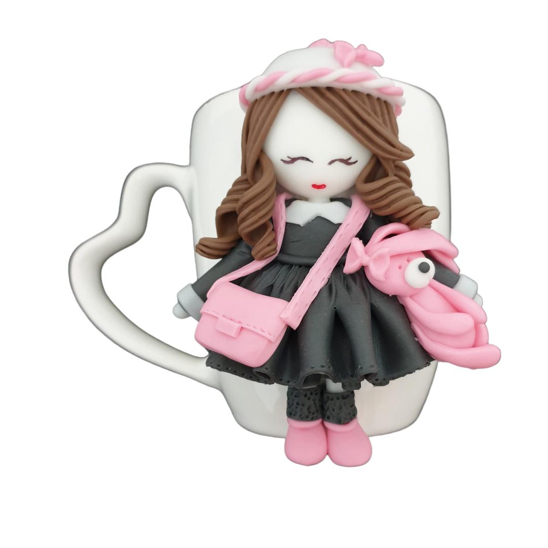 ماگ مدل عروسکی طرح دسته قلبی R151