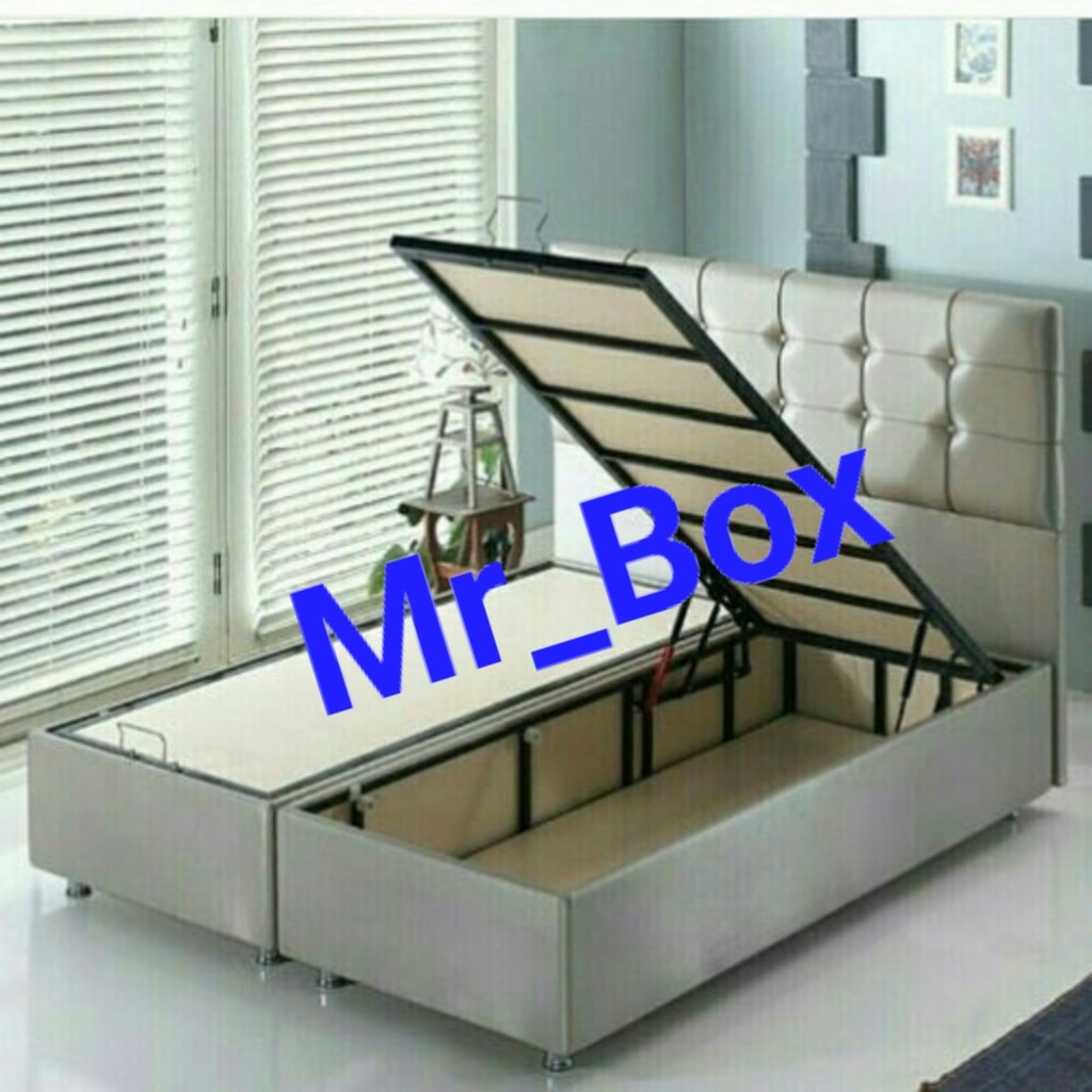 تختخواب باکس هتلی جکدار سایز 140 دوتیکه با تاج تخت خواب