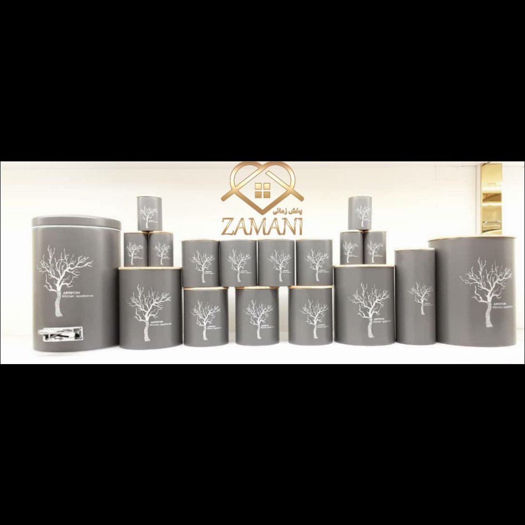 سرویس آشپزخانه 18 پارچه درب بامبو رنگ طوسی 