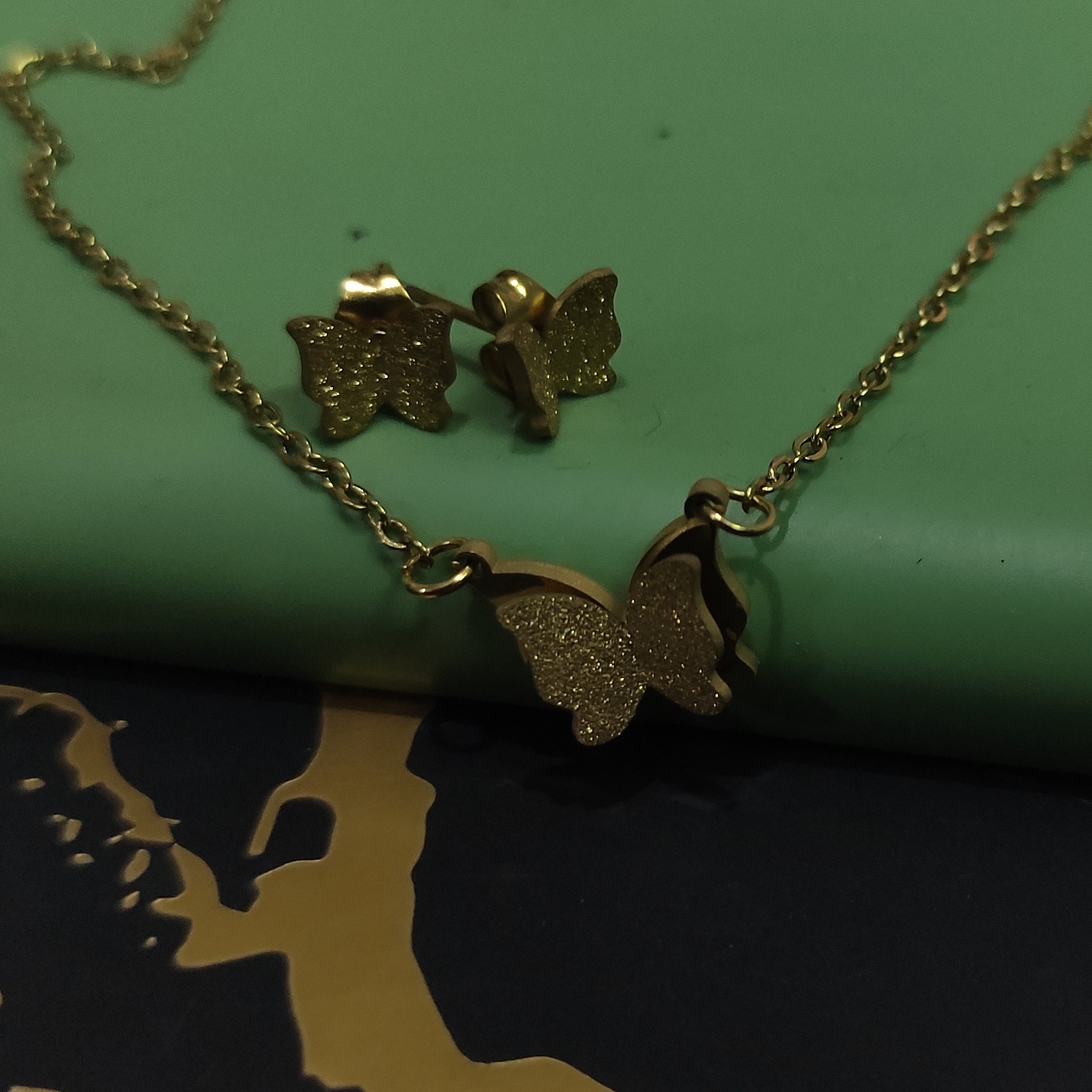 نیم ست استیل طرح پروانه طلایی سند پلاس