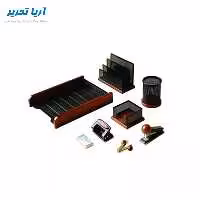 ست لوازم اداری رومیزی 8 تکه کازیه دار چوب و فلز جهان نما