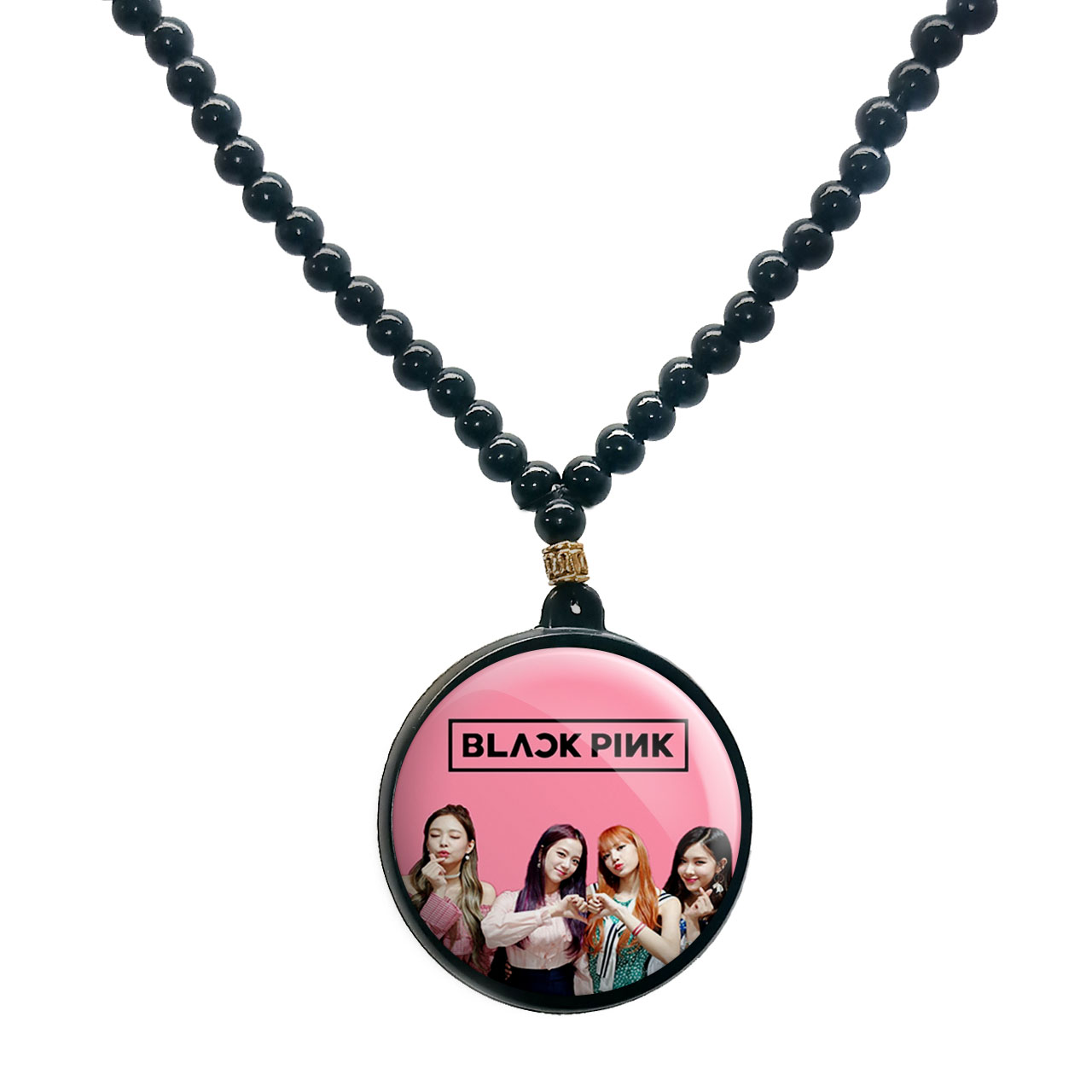 گردنبند پرمانه طرح بلک پینک کد pmd.18207 مدل دو طرفه