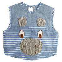 پیش بند نوزاد یقه ب ب مجلسی طرح گاو راه راه