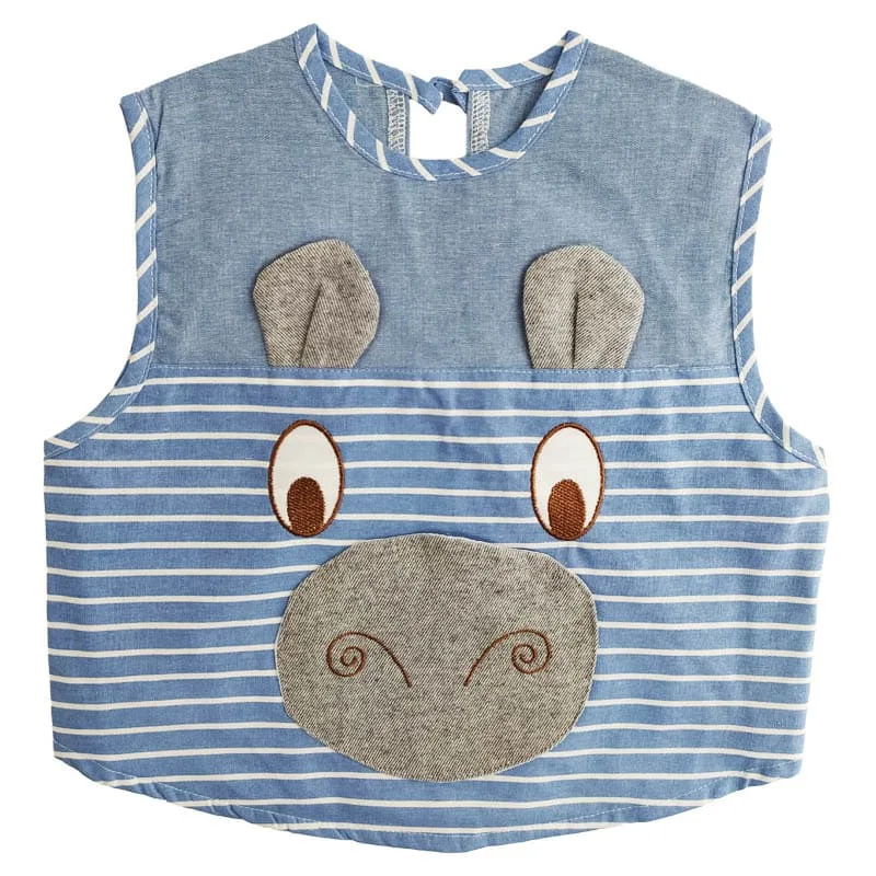 پیش بند نوزاد یقه ب ب مجلسی طرح گاو راه راه