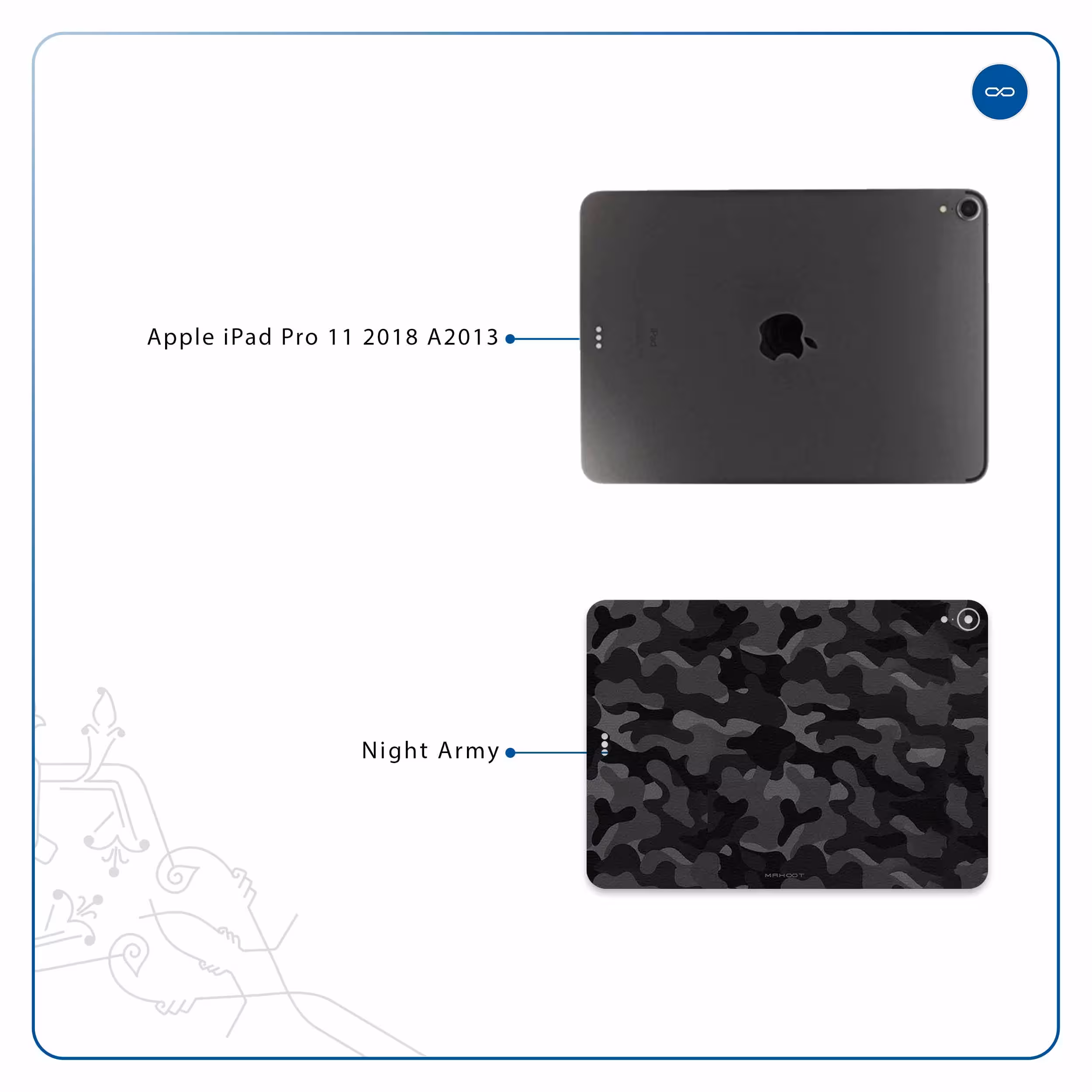 برچسب پوششی ماهوت مدل Night-Army مناسب برای تبلت اپل iPad Pro 11 2018 A2013