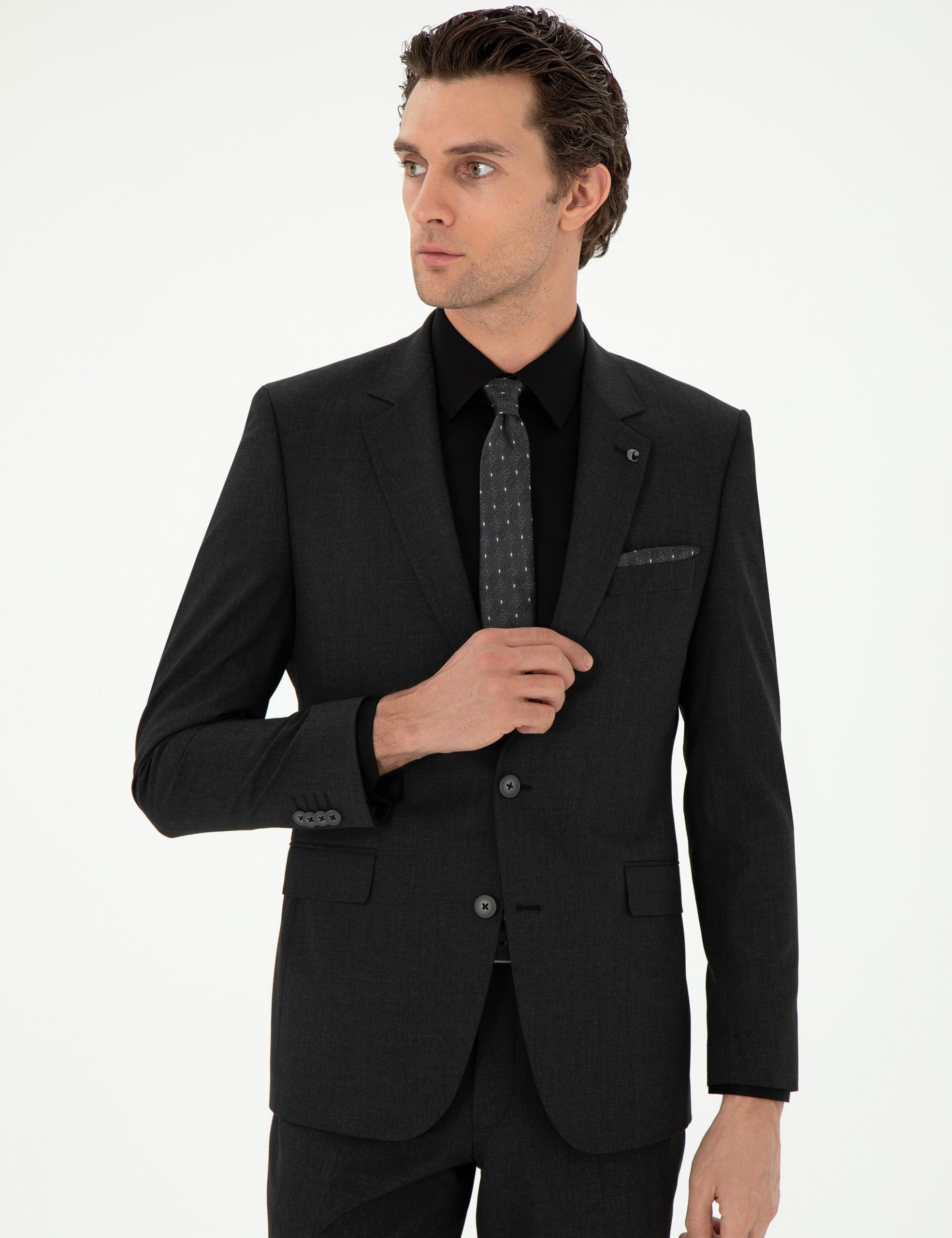 کت و شلوار مردانه خاکستری تیره کاشارل