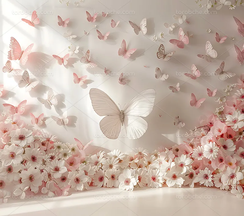 بک دراپ عکاسی گل با پروانه | گرافیک با طعم تربچه