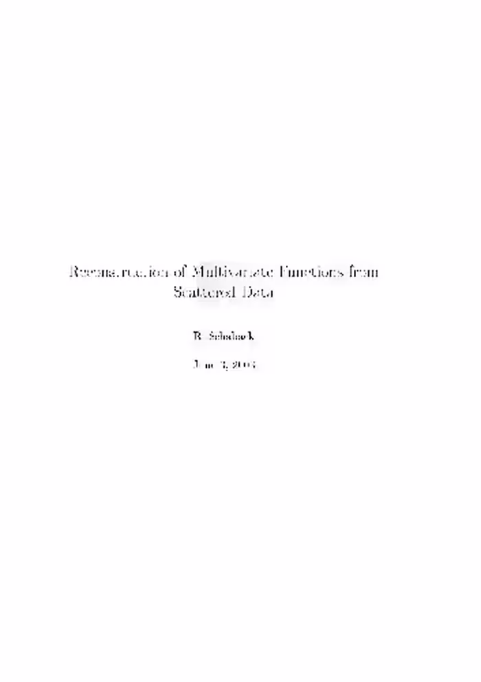 خرید و دانلود نسخه کامل کتاب Reconstruction of multivariate functions from scattered data