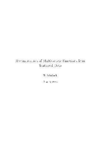 خرید و دانلود نسخه کامل کتاب Reconstruction of multivariate functions from scattered data