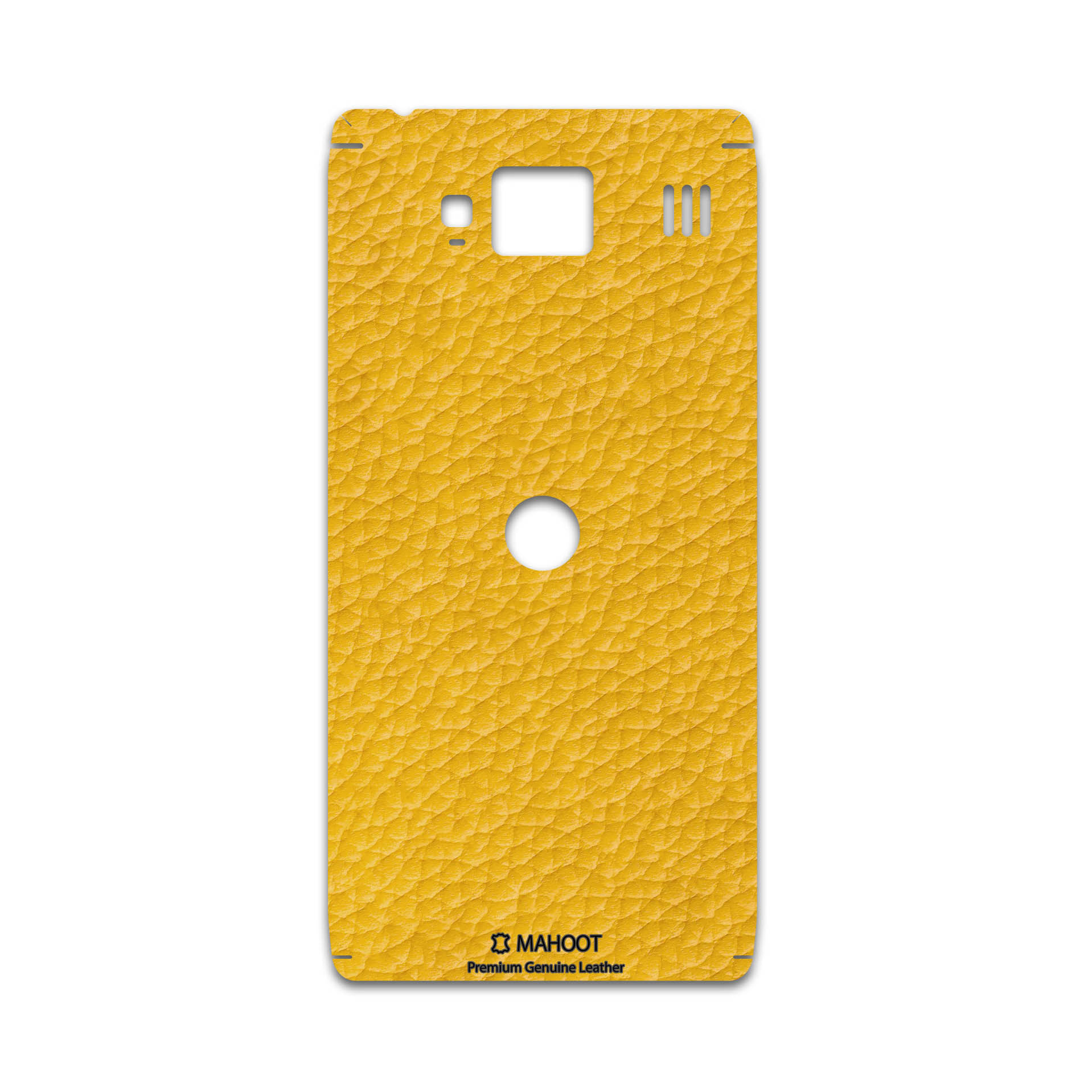 برچسب پوششی ماهوت مدل Mustard-Leather مناسب برای گوشی موبایل موتورولا droid razr hd
