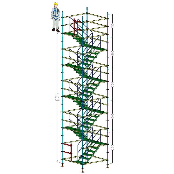 پلکان موقت کارگاهی 8 متری 4 پایه