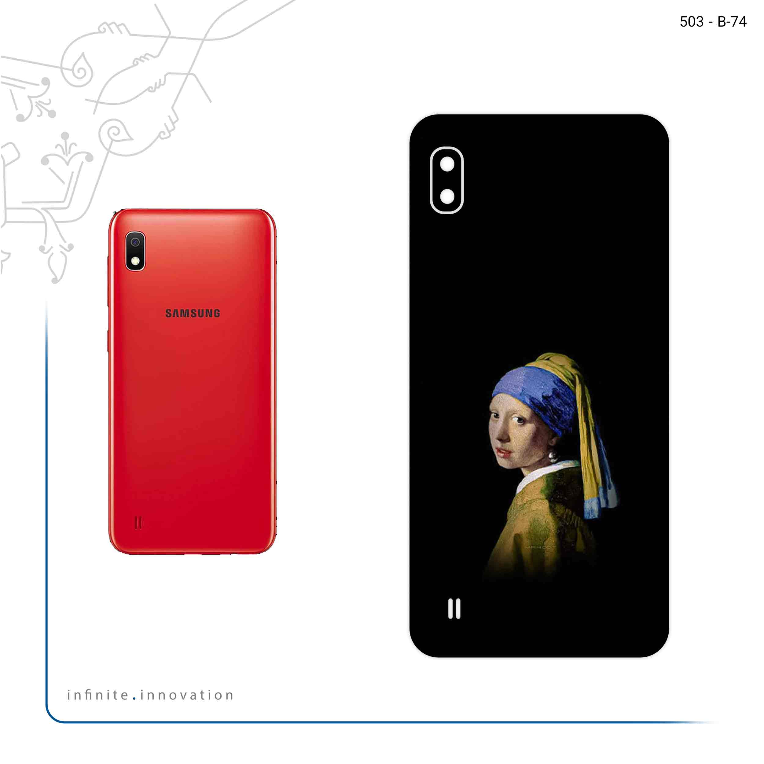 برچسب پوششی ماهوت مدل Girl with a Pearl Earring of Vermeer مناسب برای گوشی موبایل سامسونگ Galaxy A10