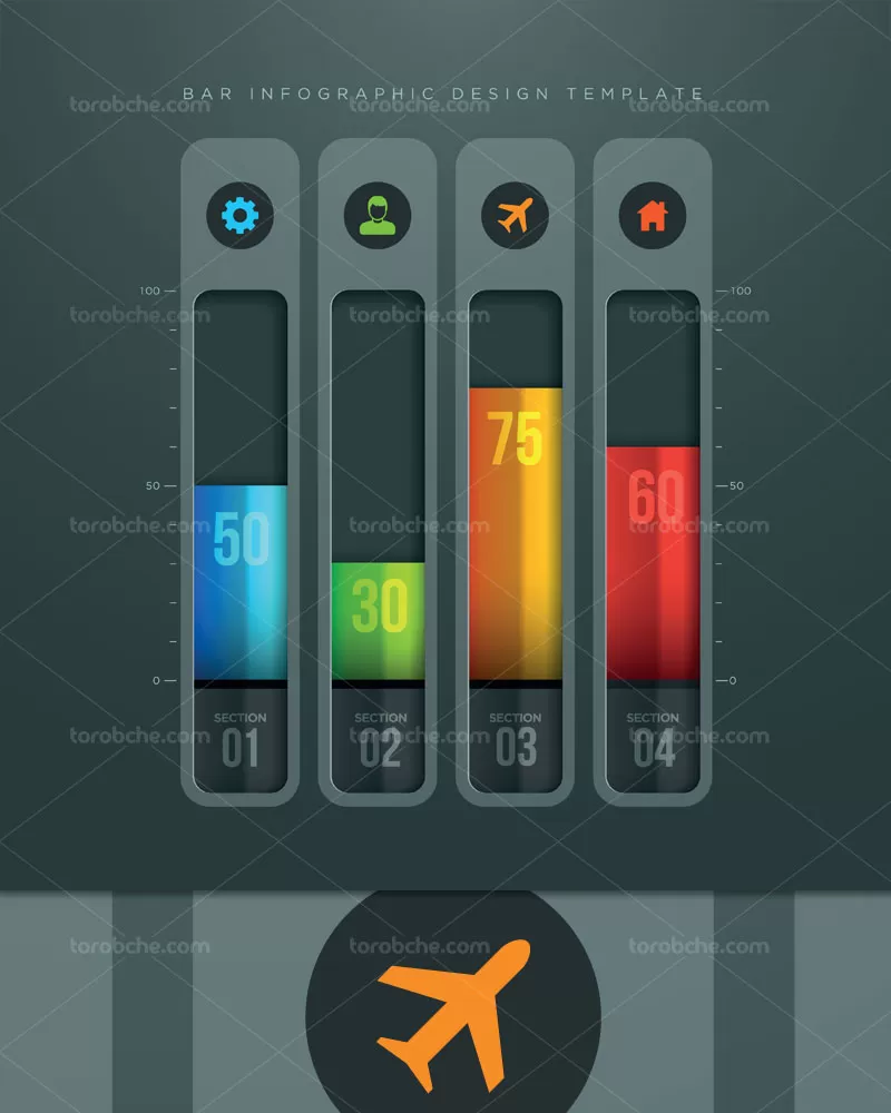 وکتور اینفوگرافیک چهار مرحله ای نمودار ستونی | گرافیک با طعم تربچه