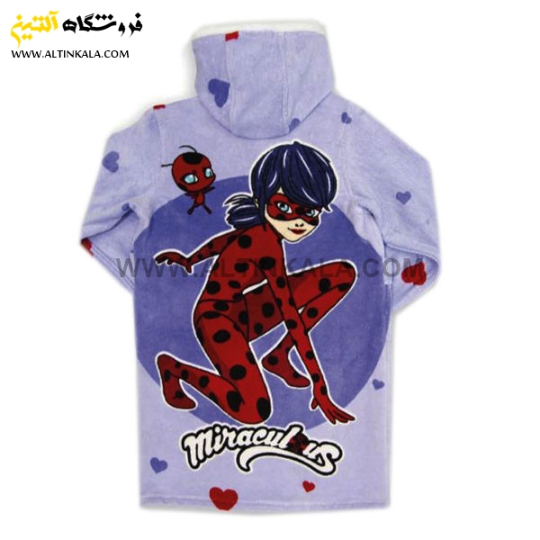 حوله پالتویی بچه گانه پودایران طرح دخترکفشدوزکی بنفش سایز 100
