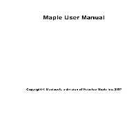 خرید و دانلود نسخه کامل کتاب Maple 10 User Manual