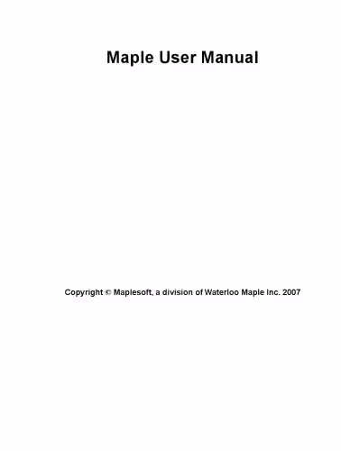 خرید و دانلود نسخه کامل کتاب Maple 10 User Manual