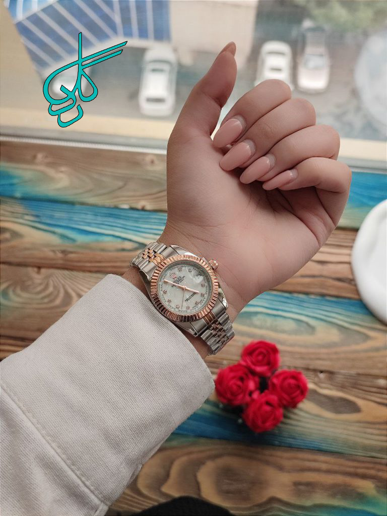 خرید ساعت زنانه رولکس دو رنگ رزگلد صفحه صدفی رنگ ثابت کد 1920502 - ردگل