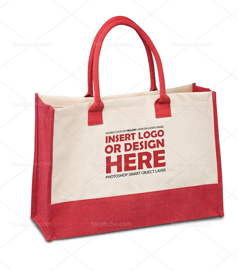 موکاپ کیسه خرید پارچه ای لایه باز | گرافیک با طعم تربچه