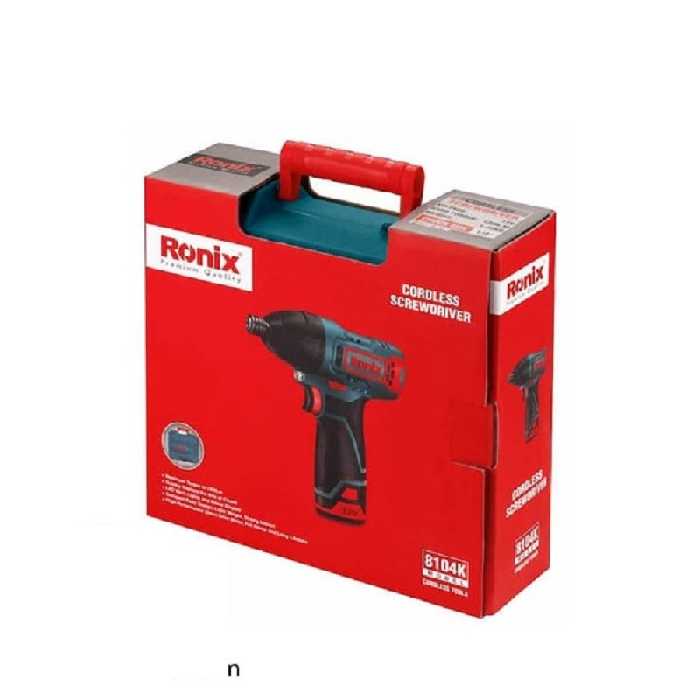 کیت پیچ گوشتی چکشی شارژی 12 ولت رونیکس مدل 8104k با کارت گارانتی