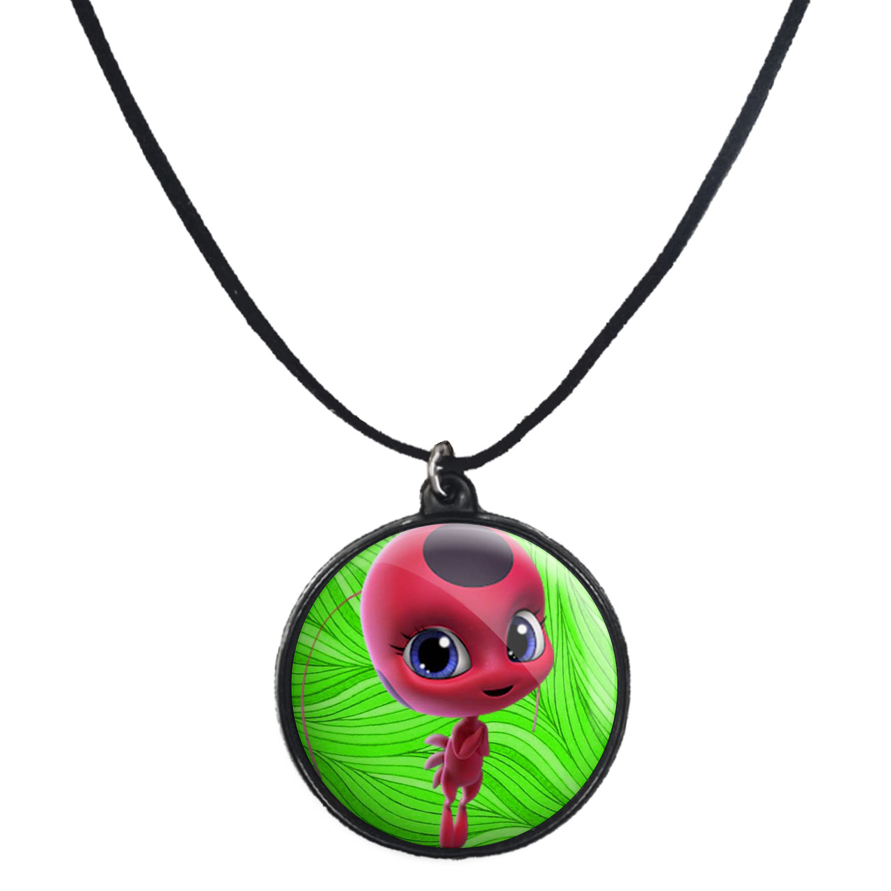 گردنبند پرمانه طرح کفشدوزکی کد pmb.1527 مدل دو طرفه