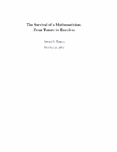 خرید و دانلود نسخه کامل کتاب The survival of a mathematician: from tenure to emeritus