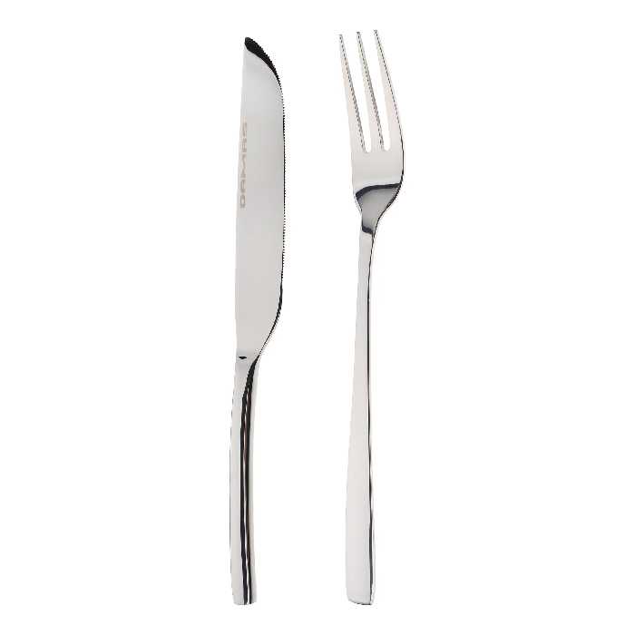 کارد و چنگال سرو گوشت داماس استیل مدل فلورا