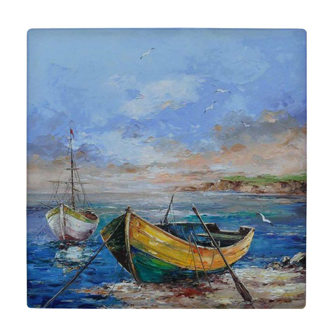  کاشی کارنیلا طرح نقاشی قایق ها و رودخانه کد wkk1685