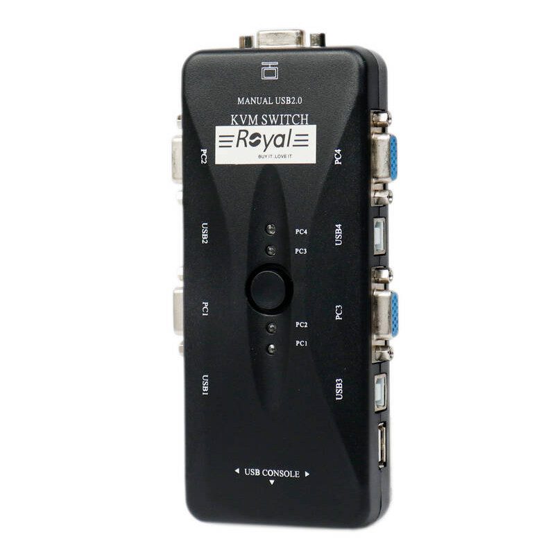 مشخصات، قیمت و خرید سوییچ 4 پورت KVM رویال مدل KVM-4UK