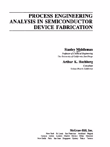 خرید و دانلود نسخه کامل کتاب Process Engineering: Analysis in Semiconductor Device Fabrication - Pdf