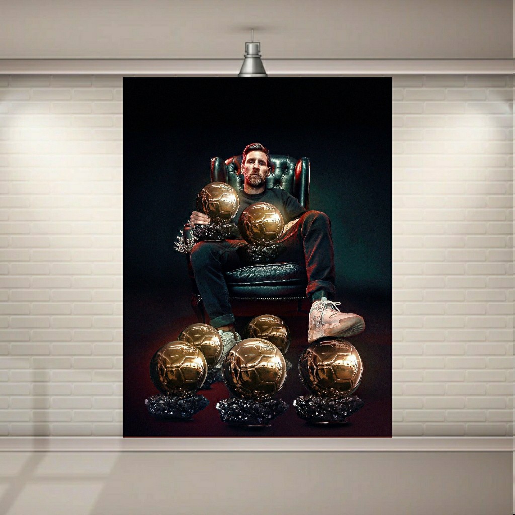 تابلو بوم طرح اسطوره فوتبال جهان لیونل مسی مدل توپ طلا کد SDB9175