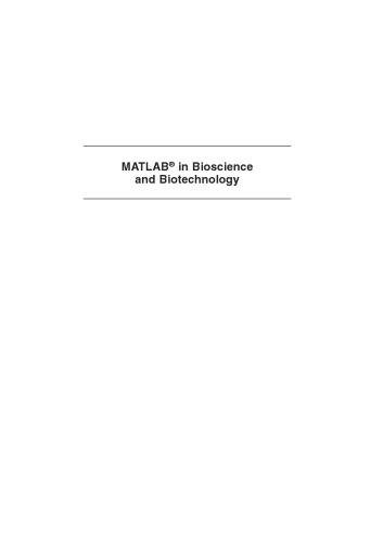 خرید و دانلود نسخه کامل کتاب MATLAB® in bioscience and biotechnology