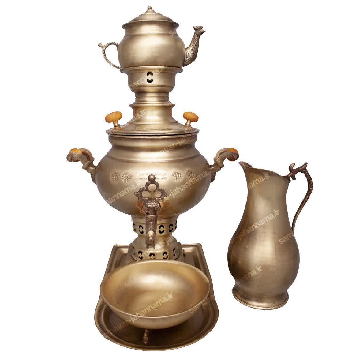 سماور  آنتیک زغالی ذغالی سرویس کامل برنجی خیلی ضخیم ارسال رایگان، قابل استفاده با ذغال 
