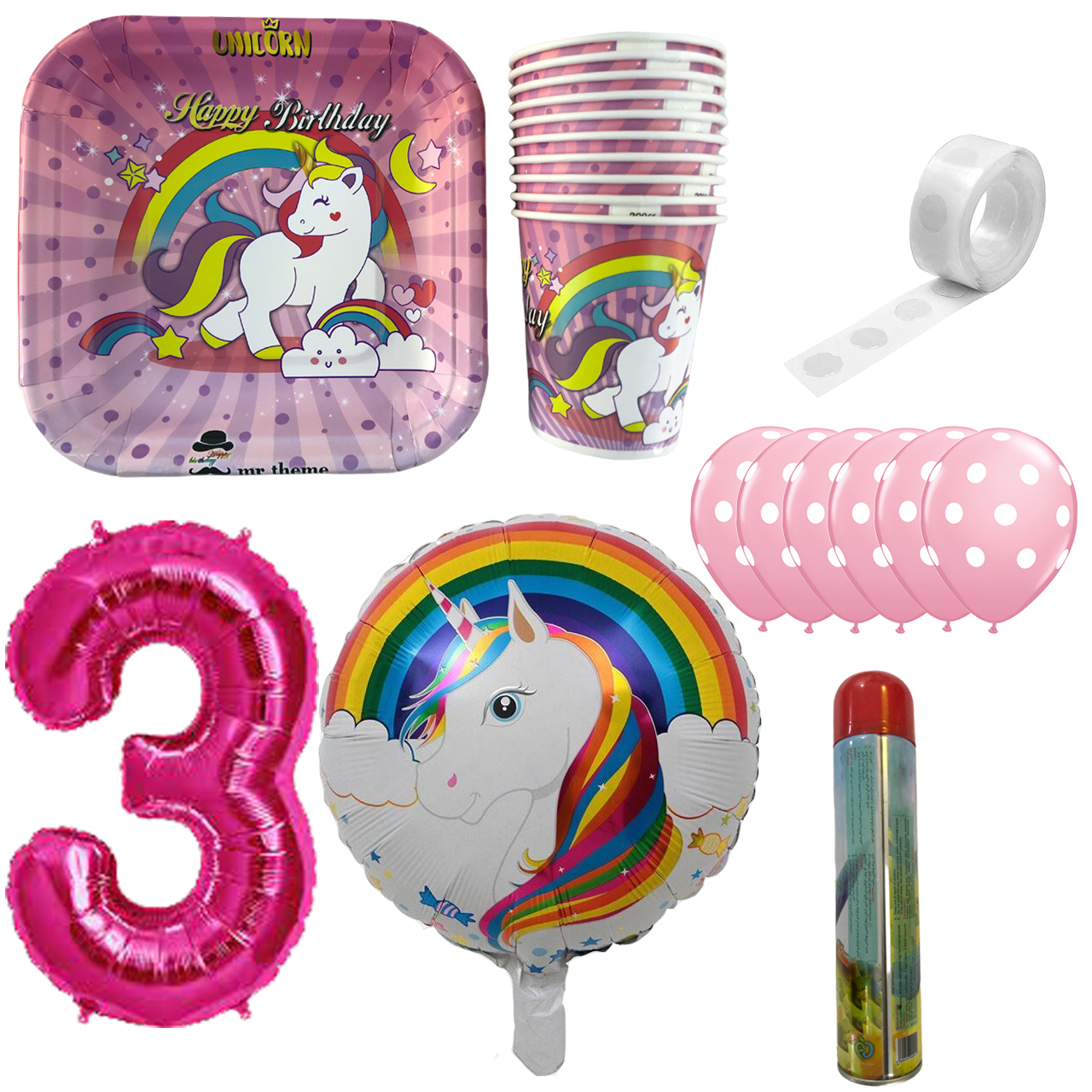 مجموعه 30 عددی تم تولد مسترتم طرح اسب تک شاخ یونیکورن کد 3