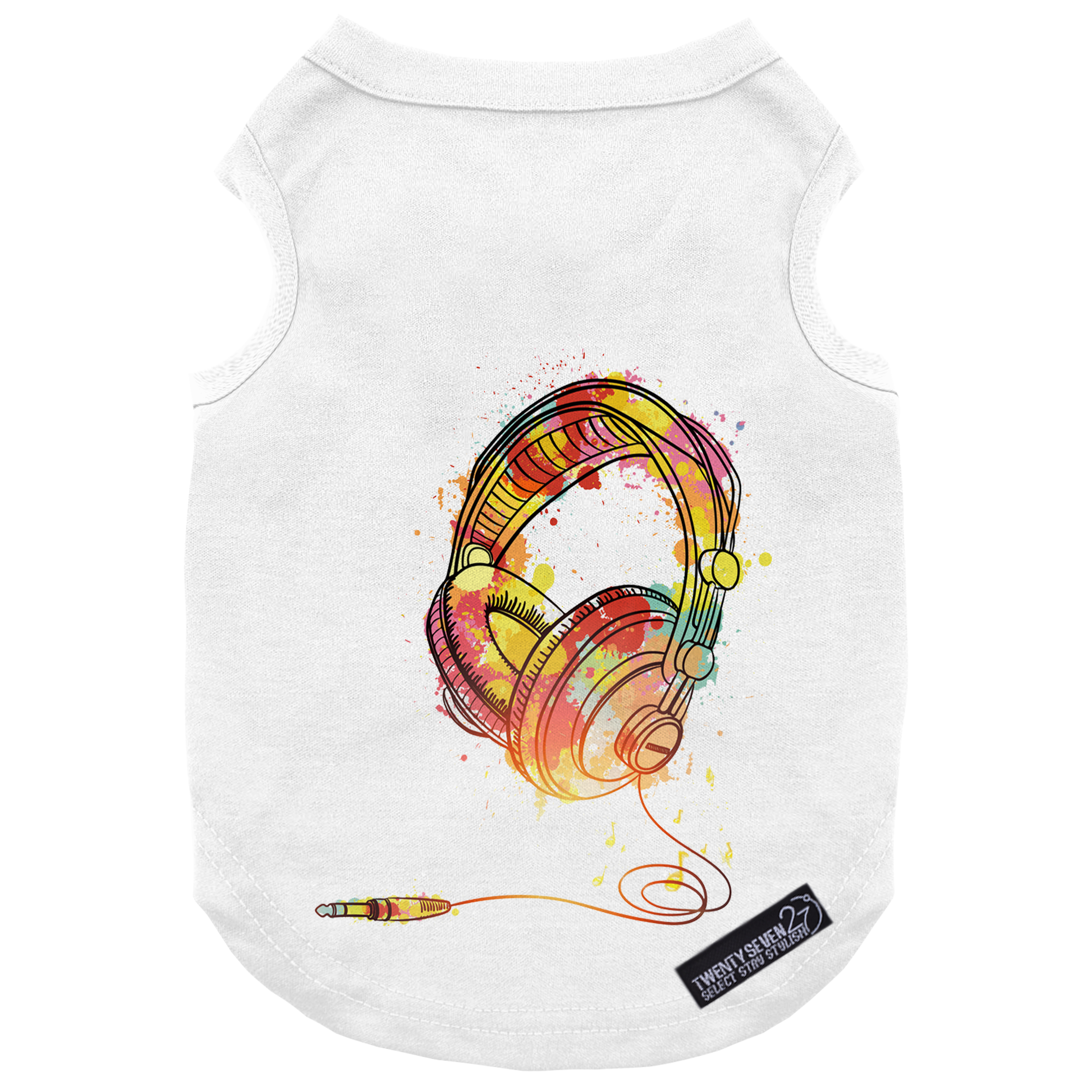 لباس سگ و گربه 27 مدل Watercolor Headphones کد MH954 سایز L